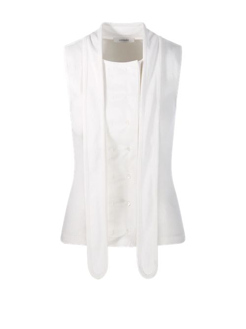 LEMAIRE TOP ASIMMETRICO in Jersey di cotone e lino a coste Lemaire | TS0004 LJ1030WH086 MILK